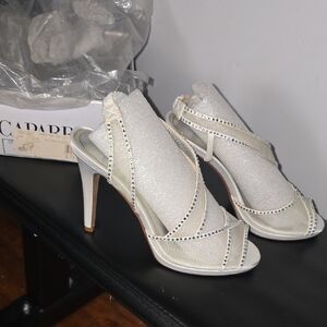 NEW Caparros Elegant Ivory Heels with Rhinestone Straps Size 8